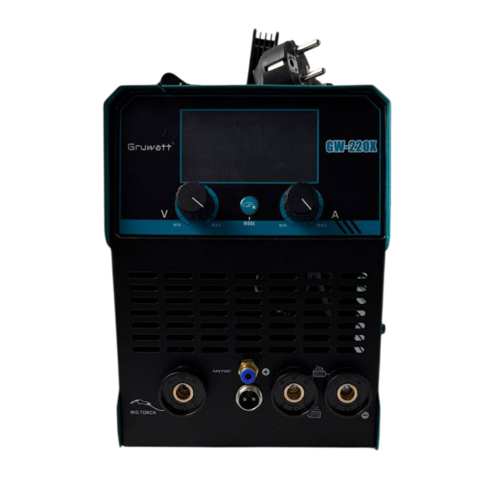 Сварочный аппарат инверторный GRUWATT GW-220X, 3в1, 20-220А, горячий старт, форсаж дуги, антиприлипание, термозащита