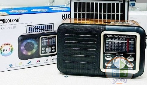Радиоприемник GOLON RX-1717SD TWS, BT, TF/USB/FM/AM/SW-3 Bands, Solar panel, RGB, Ант. (MRNW/UN) AC/