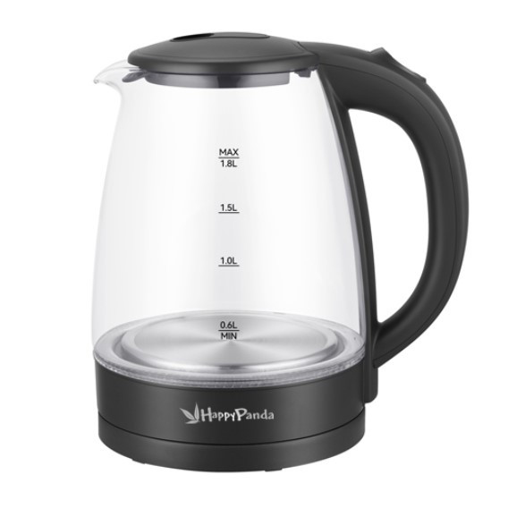 Чайник электрический HAPPY PANDA HP-2701BK (1.8) стеклянный, точечная подсветка, цвет черный