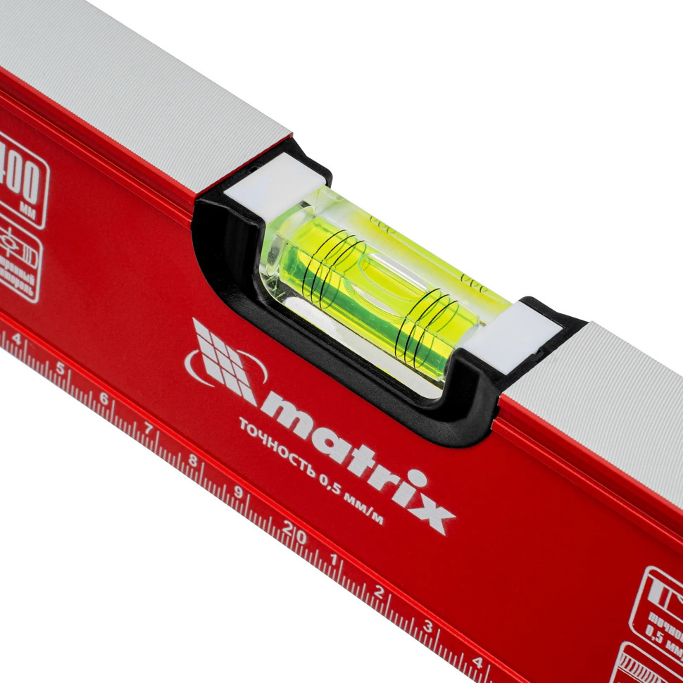 Уровень алюминиевый, фрезерованный, 3 глазка, 400 мм// Matrix