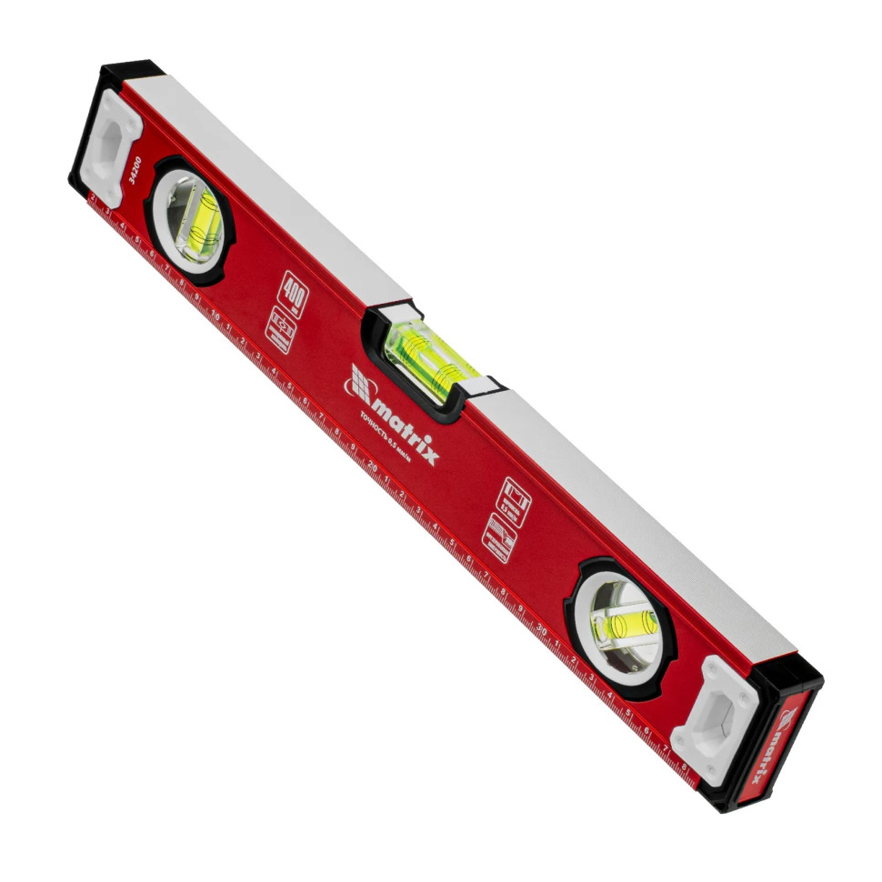 Уровень алюминиевый, фрезерованный, 3 глазка, 400 мм// Matrix