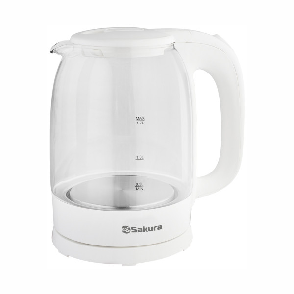 Чайник электрический SAKURA SA-2740W (1.7) 1850-2200 Вт, стеклянный корпус, диск