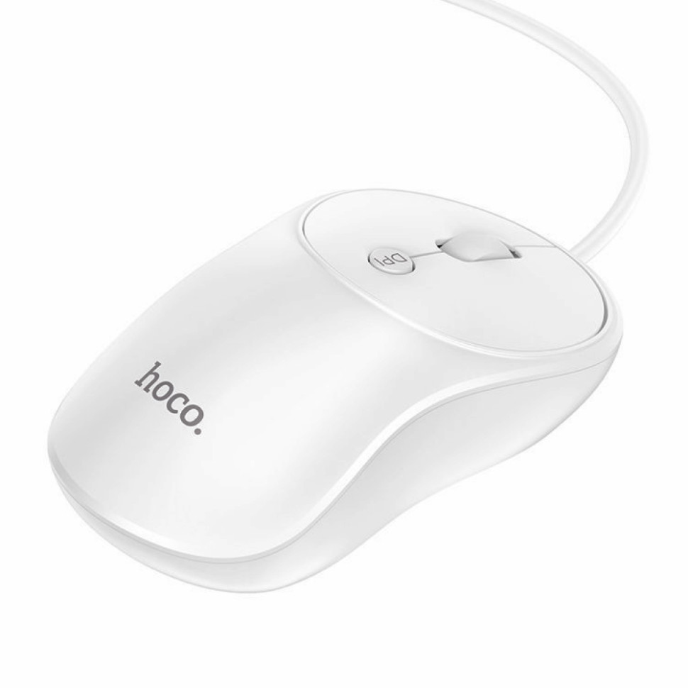 Мышь проводная бесшумная HOCO GM13 Esteem, USB Type‑A, 1000/1600 DPI, кабель 1.5 м, (white)