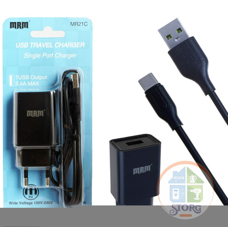 СЗУ MRM MR21m 5V/2.1A 1USB + кабель Micro 1,2mm Black