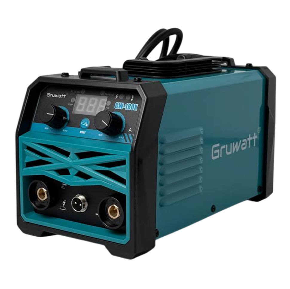 Сварочный аппарат инверторный GRUWATT GW-180X 20–180А, 220В, горячий старт, форсаж дуги, антиприлипание, термозащита