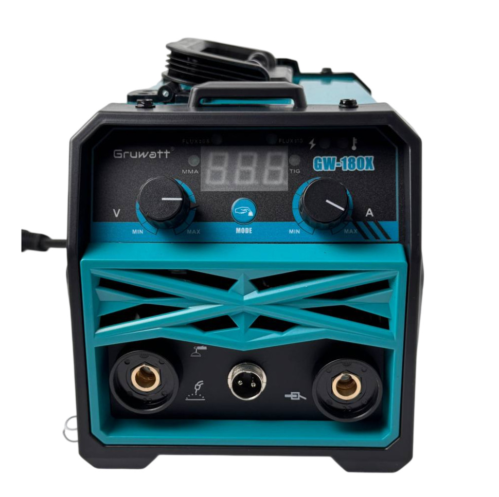 Сварочный аппарат инверторный GRUWATT GW-180X 20–180А, 220В, горячий старт, форсаж дуги, антиприлипание, термозащита