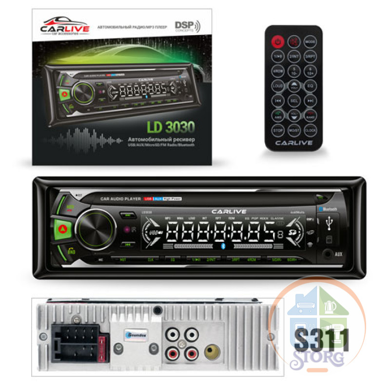 Автомагнитола CarLive LD3030 LED.1USB.BT.TF.FM.ISO.4RCA