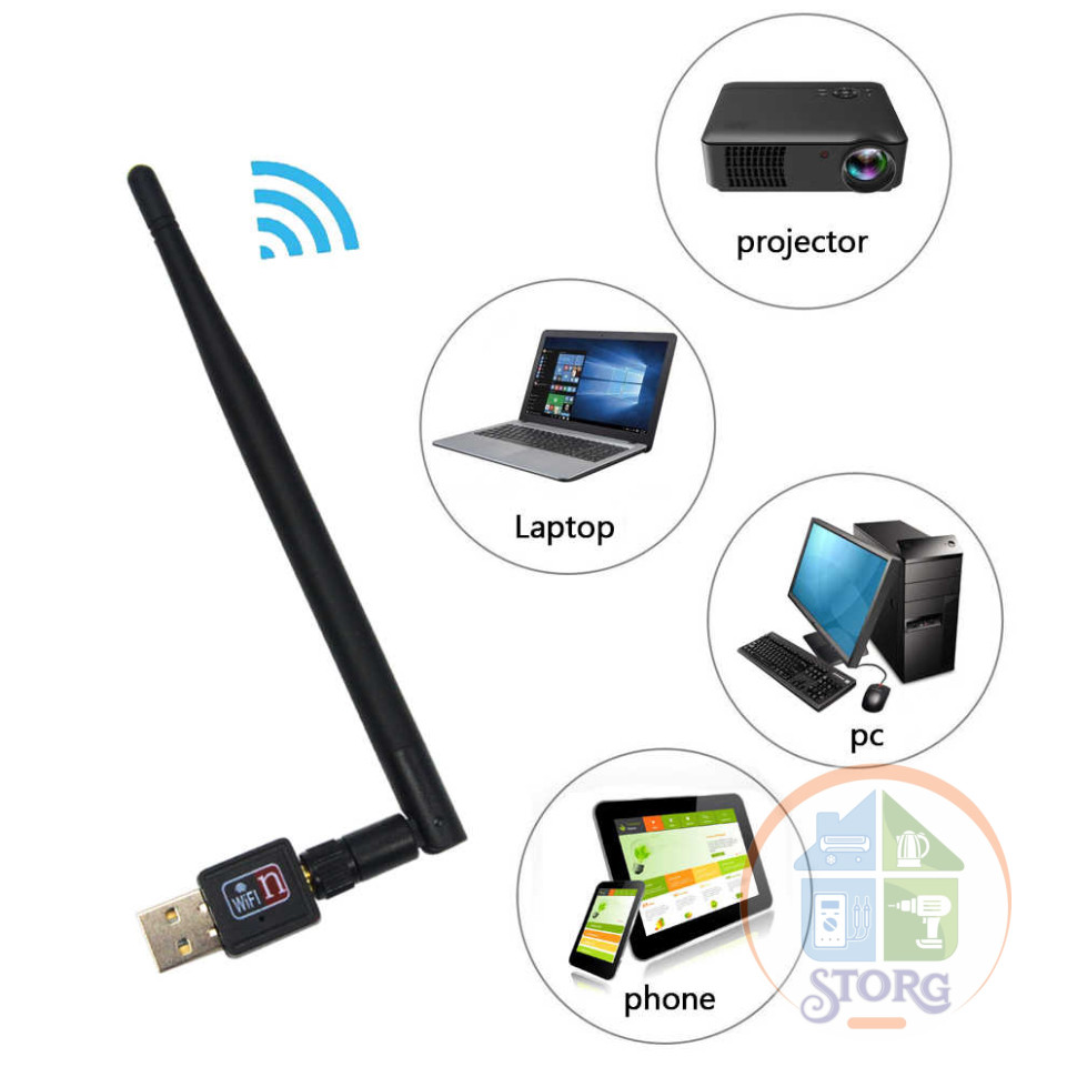 Адаптер WiFi  S-TORG LV-UW10-5DB ( 7601 с антенной,широкий диапазон,совместим с Т2,спутниковыми ресиверами)