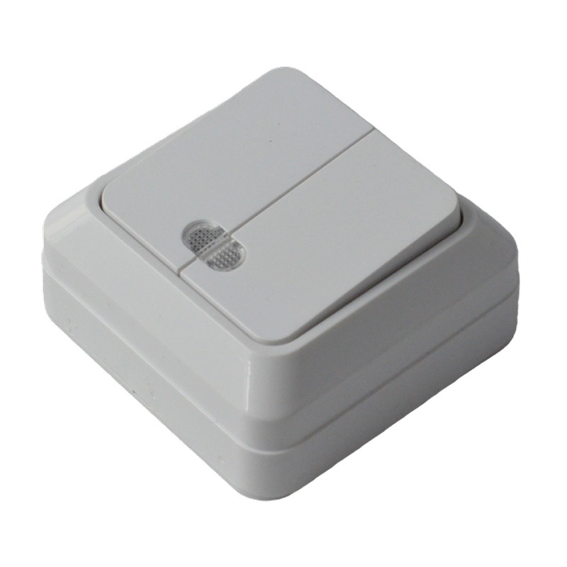 Выключатель SPARTUM YK1802 двухклавишный наружный с индикатором 250V/10A  Белый (10шт)