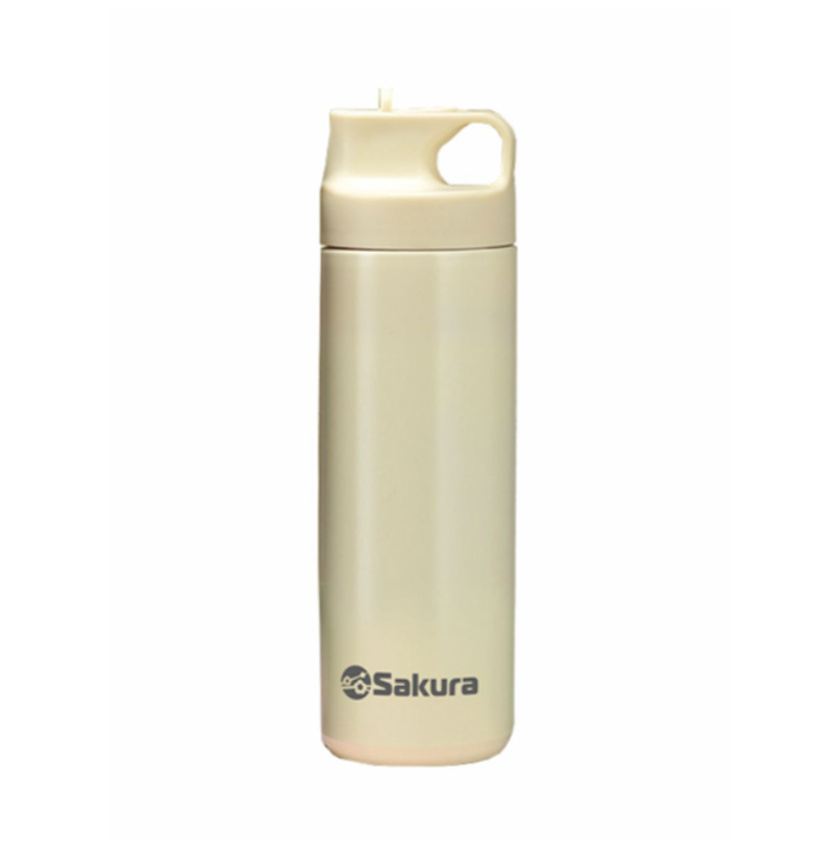 Термокружка SAKURA TM-07-500W, (0,5) с трубочкой Кремовый