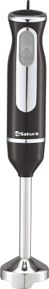 Блендер погружной SAKURA SA-6247BK, черный, 600Вт, режим "Турбо", 2 скорости, лезвия из нержав.стали