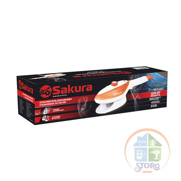 Отпариватель-щётка ручной SAKURA SA-3921BW 1200Вт, объем 120мл, 3 режима