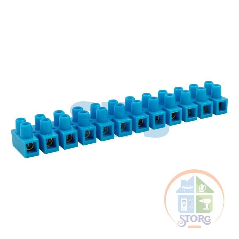 Клеммная винтовая колодка KВ-12 4-12, ток 16 A, полиэтилен синий REXANT (10 шт./уп.)