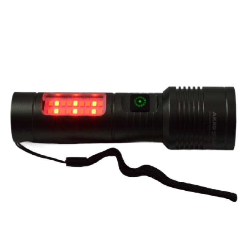 Фонарь ручной светодиодный AKKOSTAR телескопический 5W/500lm 1500mAh+Powerbank (6500K) + боковой све