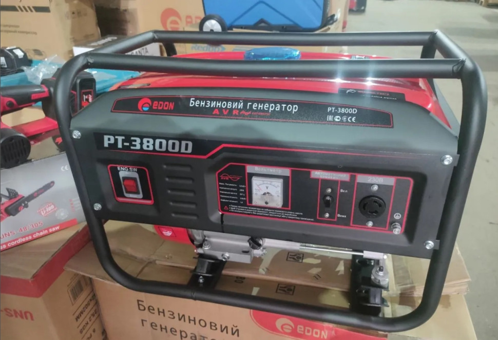 Генератор бензиновый EDON PT-3800D,3 кВт, МЕДНАЯ ОБМОТКА