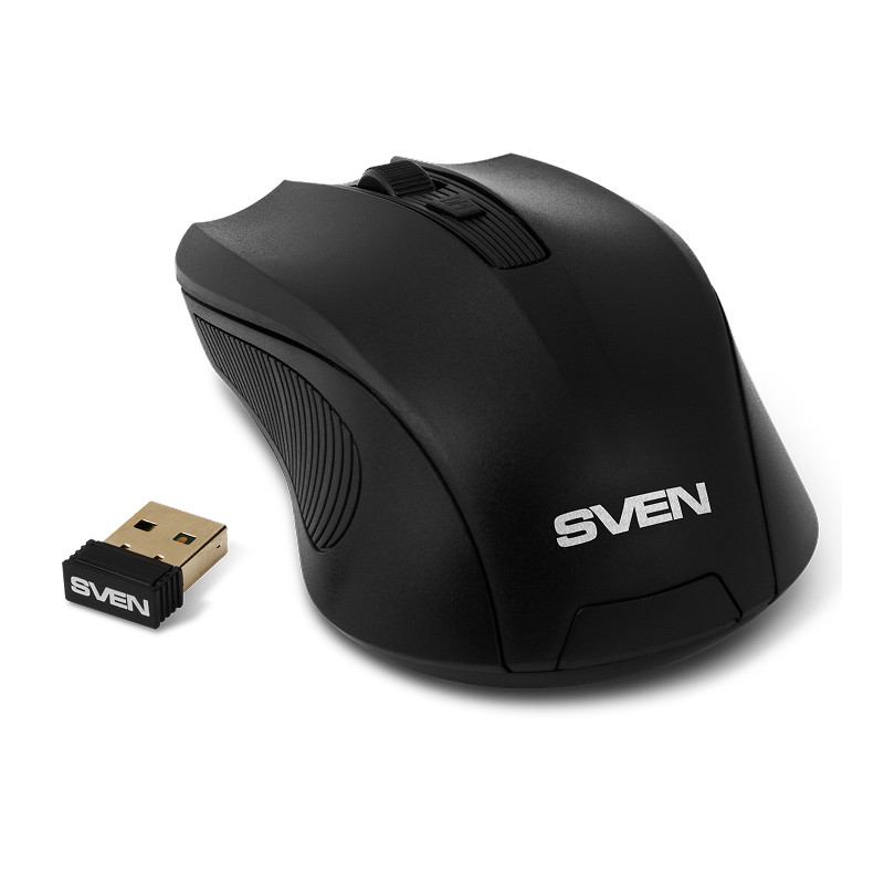 Мышь беспроводная SVEN RX-400W черный, 1400 dpi, радиоканал, USB, кнопки - 4