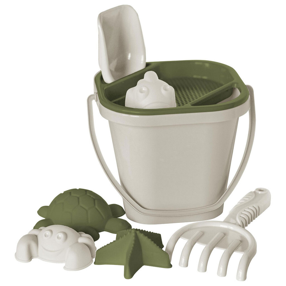 LA104912001 Песочный набор Lalababy for Green Republic (ведерко, сито, совочек, грабельки, 4 формочк (8)