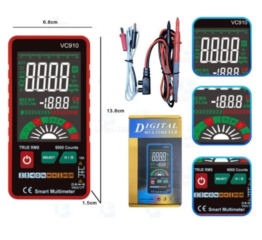 Мультиметр цифровой профф DIGITAL VC910, ЖК‑экран с подсветкой, 6000 отсчётов, ±(0,5 % + 2 цифры)