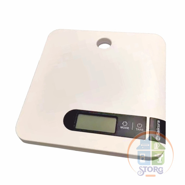 АКЦИЯ! Весы кухонные SAKURA SA-6051W, белый, 5кг, деление 1г, LCD дисплей 51х22мм, 19х20х1.8см