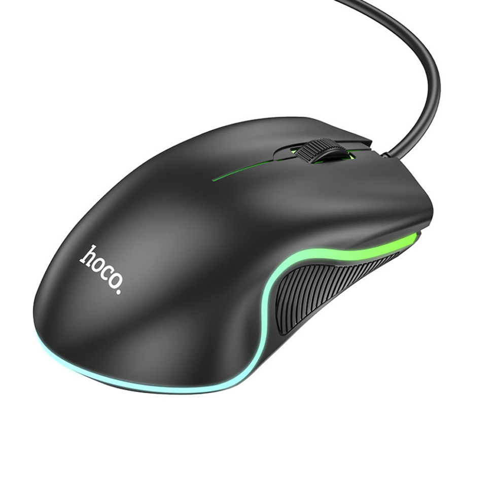 Мышь игровая проводная HOCO GM19 Enjoy gaming, USB, 1000 DPI, кабель 1.4м, RGB‑подсветка (black)