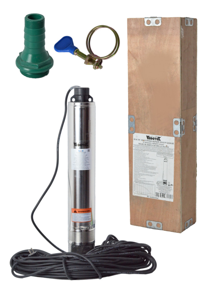 Насос погружной глубинный для скважины "Vodotok" БЦПЭ-ГВ-100-1,2-36м-НЗ для грязной воды