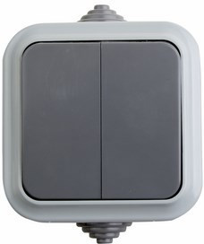 Выключатель двухклавишный REXANT влагозащ. открытой установки IP54 10 А