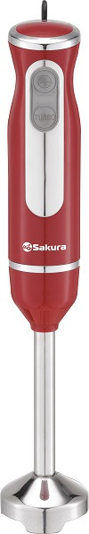 Блендер погружной SAKURA SA-6247R, красный, 600Вт, Турбо, 2 скорости, лезвия из нержавеющей стали