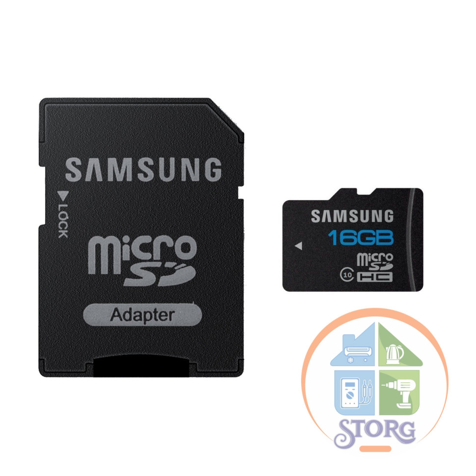Флэш карта Samsung 16Gb MicroSDHC Class 10 + SD адаптер ( аналог,100% качество)