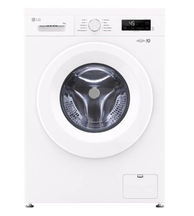 Стиральная машина LG F2Y1NS3W, Белый, 6кг, инверт. мотор с прямым привод., пар Steam™, 600x850x440