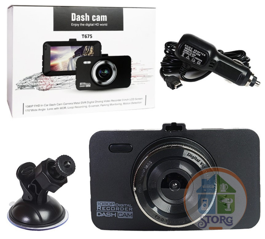 Видеорегистратор DASH Cam T675 1080P экран 3.5 дюйма