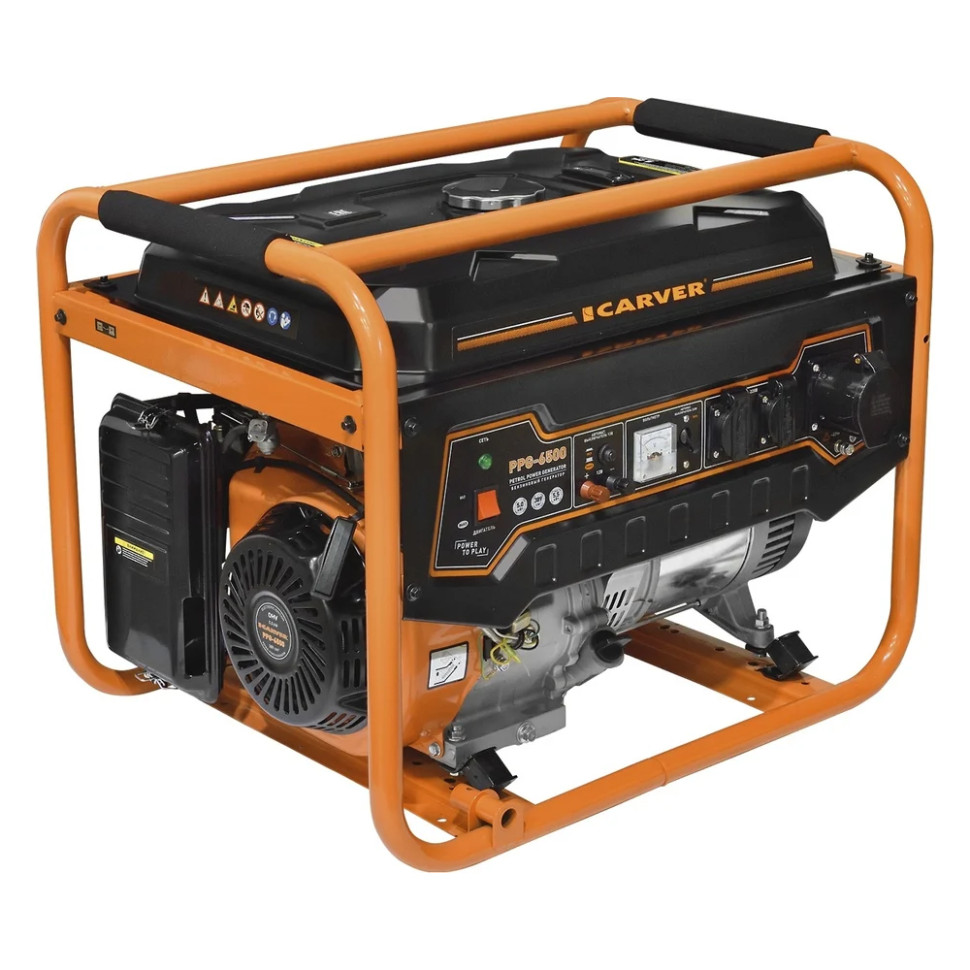 Генератор бензиновый синхронный Carver PPG-6500, 5.5 кВт, ручной стартер, 4-х тактный, 79кг Генератор бензиновый синхронный Carver PPG-6500, 5.5 кВт, ручной стартер, 4-х тактный, 79кг