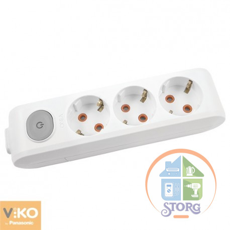 Колодка удлинителя на 3 гнезда с заземлением и выключателем VIKO Multi-Let