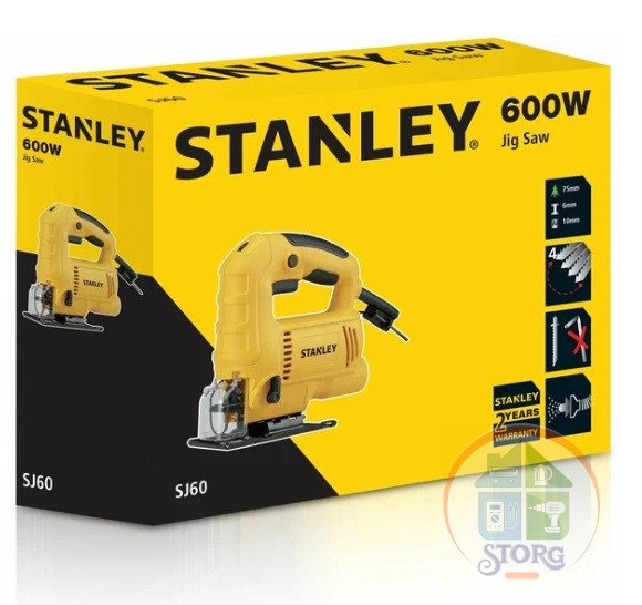 Лобзик электрический STANLEY SJ 60-RU, 600Вт, 500-3000ходов/мин, ход пилки 19мм, глуб.пропила дер./алюм/цв.метал./стали, 75мм,10мм,6мм,6мм, маятн.ход, плав.пуск,рег.част.хода, рег.маят.хода 4 ступени.