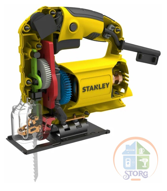 Лобзик электрический STANLEY SJ 60-RU, 600Вт, 500-3000ходов/мин, ход пилки 19мм, глуб.пропила дер./алюм/цв.метал./стали, 75мм,10мм,6мм,6мм, маятн.ход, плав.пуск,рег.част.хода, рег.маят.хода 4 ступени.
