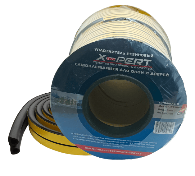 Уплотнитель XPERT черный 9-6 80м ( цена за 1м.п ) Уплотнитель XPERT черный 9-6 80м ( цена за 1м.п )