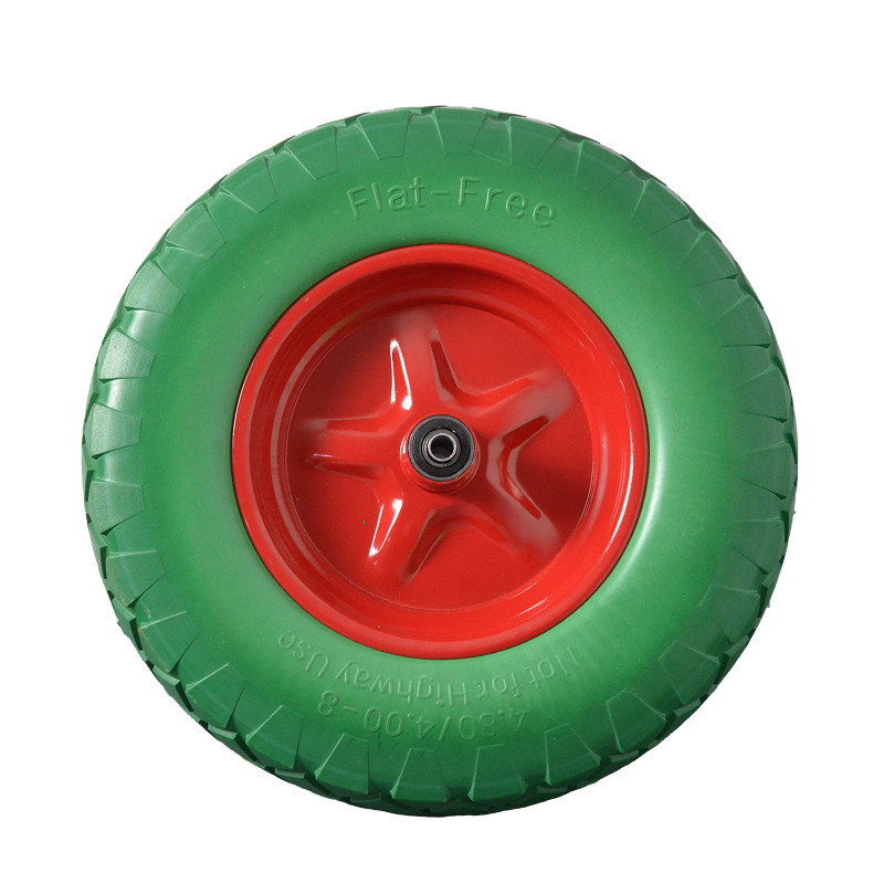 Колесо для тачки PU1602, 16"х4,00х8/12/100 зеленое c красным диском (уп. 5шт.)