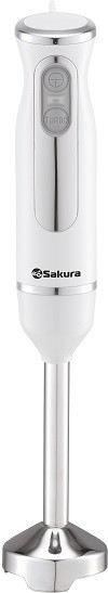 Блендер погружной SAKURA SA-6247W, белый, 600Вт, Турбо, 2 скорости, лезвия из нержавеющей стали