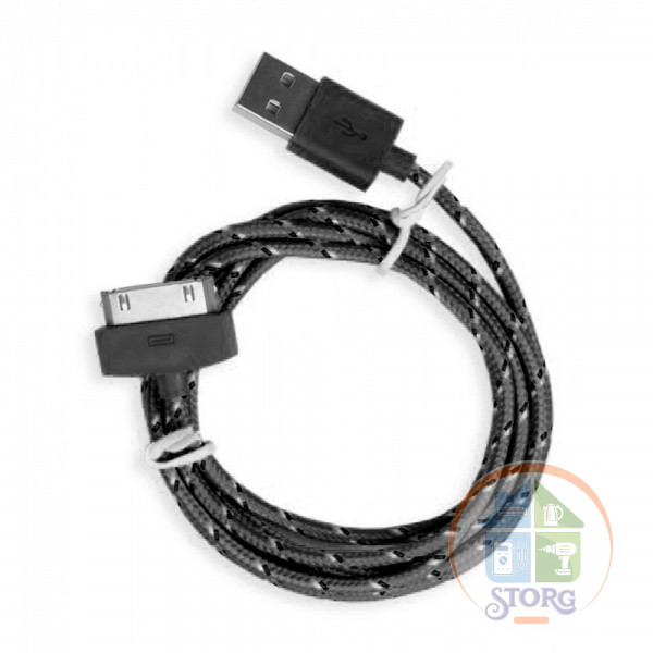 Кабель USB Smartbuy Apple 30-pin нейлон, длина 1 м, черный