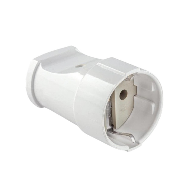 Штепсельное гнездо SPARTUM YK201FG с заземлением термопластик 250V/16A (белый) (20шт)