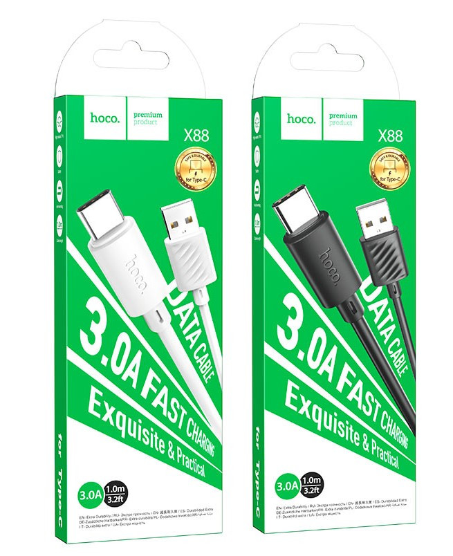 Дата-кабель USB HOCO X88 Gratified Type-C (черный)