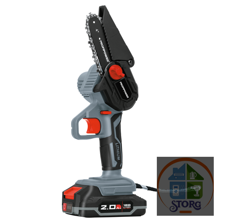 Пила цепная аккумуляторная E0096 18MKGSD-18V Li-ion 2х2.0 Ач, шина 13 см, 28 звеньев