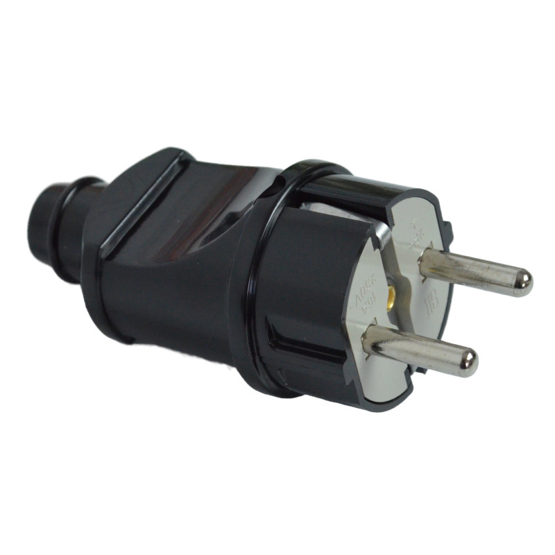 Вилка электрическая с заземлением термопластик SPARTUM YK201MB 250V/16A (черный) (30шт)