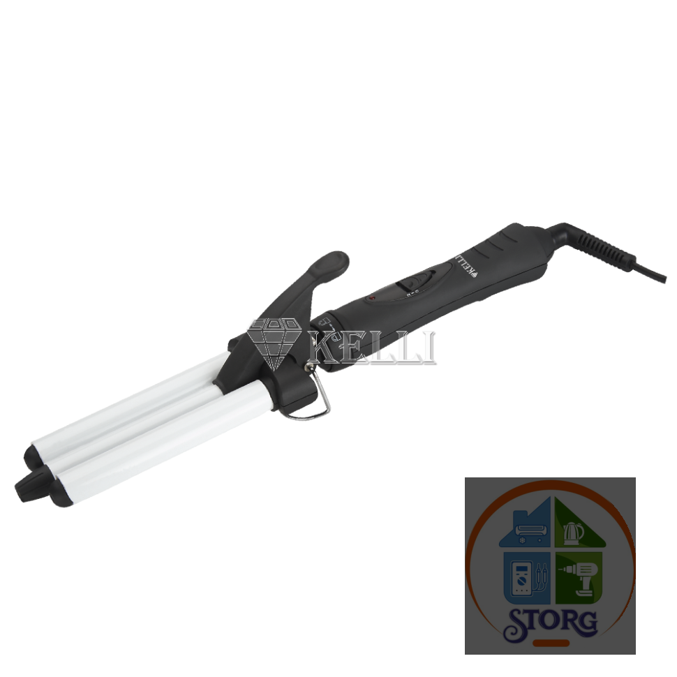 Тройная плойка KELLI KL-1247 (65Вт,керамическое покрытие,фиксатор пластин,световой индикатор)