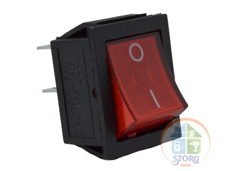 Выключатель клавишный 250V 16А (4с) ON-OFF с красной подсветкой KCD4-4P