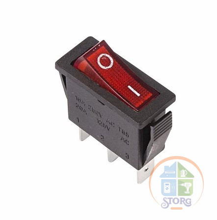 Выключатель клавишный 250V 15А (3с) ON-OFF красный  с подсветкой  REXANT