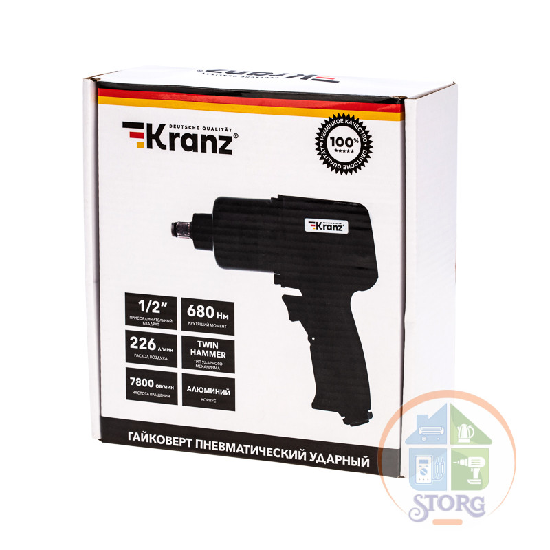 Гайковерт пневматический 1/2", 680 Нм KRANZ