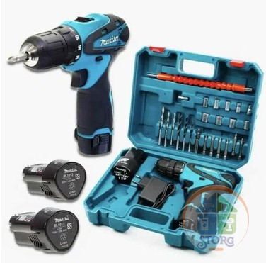 Дрель-шуруповерт Макита 12V(18V) + 2 аккум.+24 предмета в кейсе ( гр.30дн. )