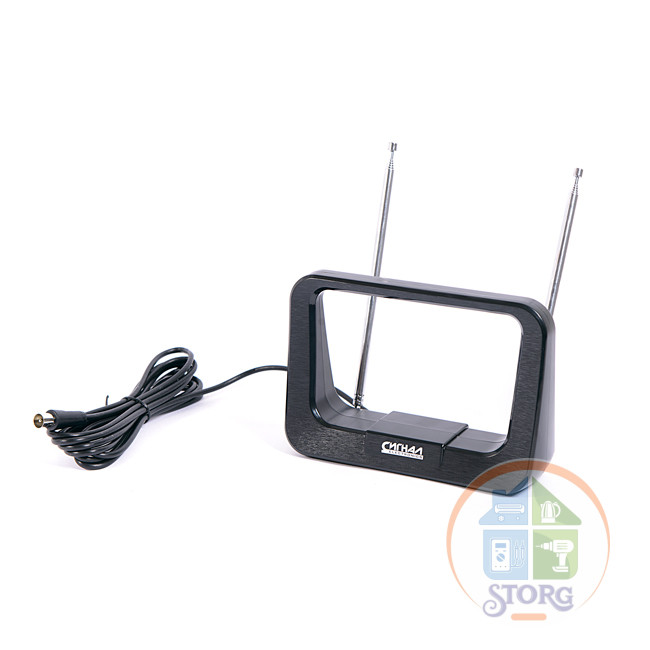 Антенна комнатная DVB-T2 и ДМВ+МВ активная Сигнал SAI-119 усы 1м кабель 3м