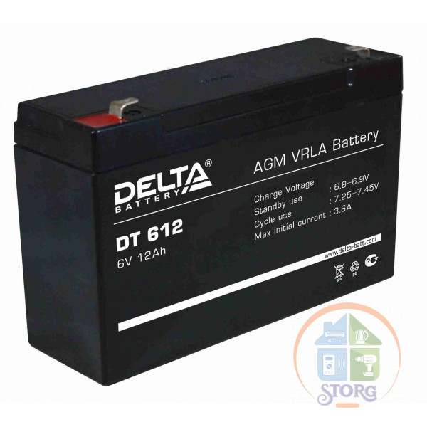 Аккумулятор DELTA  AGM-DT 612 6V 12A (151х50х100)