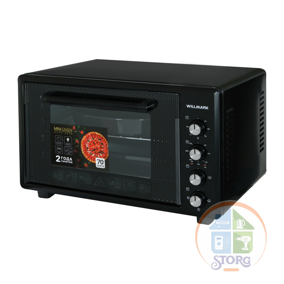 Духовой шкаф WILLMARK WOF-705BL (Черный; Мощность 2000Вт;Объем 70л;Эмалир.внутр.поверхность;Двойное стекло;Лампа;Таймер;Конвекция;Гриль;ТУРЦИЯ)